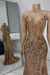 Gorgeous Column Tulle Spaghetti Straps Sleeveless Prom Dress With Rhinestone