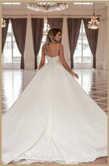 Gorgeous Long A-line V-neck Sleeveless Princess Wedding Dresses With Lace-misshow.com