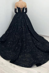 Gorgeous Long Black A-line Sweetheart Lace Laced-up Prom Dress