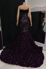 Gorgeous Long Mermaid Lace Flowers Sleeveless Prom Dress-misshow.com