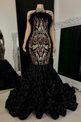 Gorgeous Long Mermaid Lace Flowers Sleeveless Prom Dress-misshow.com