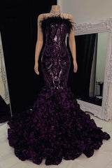 Gorgeous Long Mermaid Lace Flowers Sleeveless Prom Dress-misshow.com