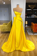 Gorgeous Long Yellow A-line Sequined Sleeveless Prom Dress-misshow.com