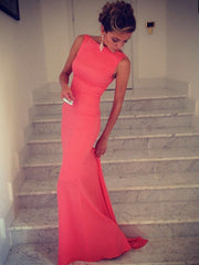 Gorgeous Mermaid High Neck Sleeveless Spandex Floor-Length Prom Dresses