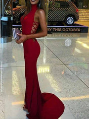 Gorgeous Mermaid High Neck Spandex Sleeveless Prom Dresses