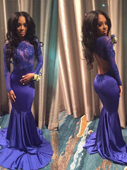 Gorgeous Mermaid Long Sleeves Scoop Spandex Prom Dresses