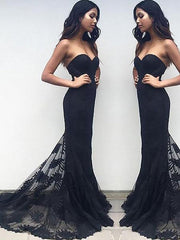 Gorgeous Mermaid Sleeveless Sweetheart Lace Ruffles Prom Dresses