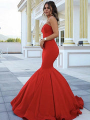 Gorgeous Mermaid Sweetheart Sleeveless Satin Prom Dresses