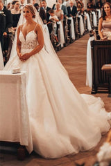 Gorgeous Princess V-neck A-line Wedding Dress With Lace-misshow.com