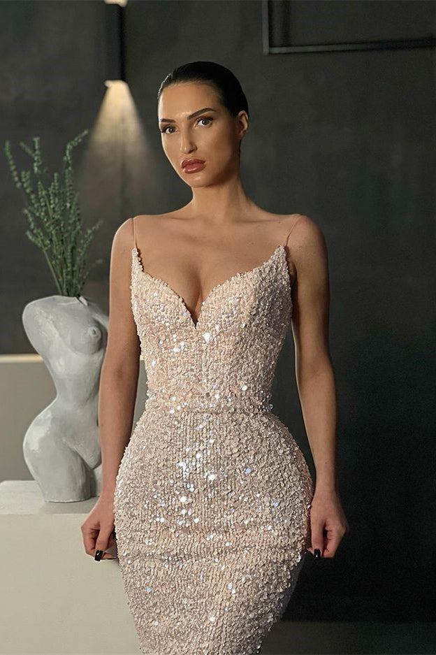 Gorgeous Sleeveless Sequined Mermaid Prom Dress With Glitter-misshow.com