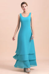 Gorgeous Square Neck Flowers Layers Mother of Bride Dress with Long Wraps-misshow.com