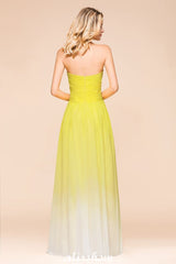 Gradient Sweetheart Floor Length Bridesmaid Dress Chiffon Wedding Party Dress-misshow.com