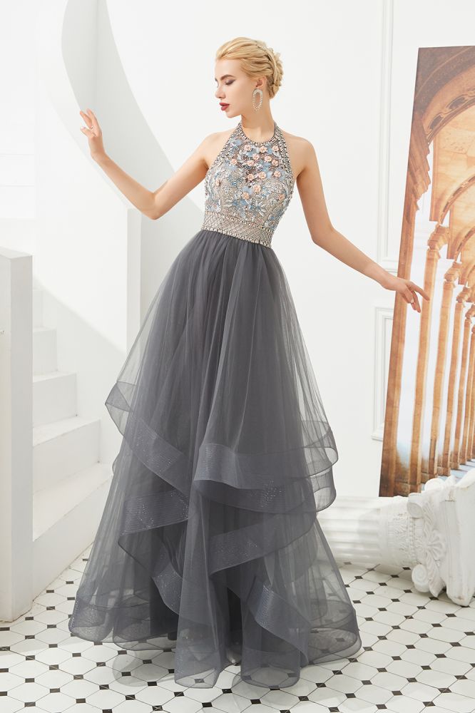 MISSHOW offers Halter Beadings Aline Tulle Layers Prom Dress Sleeveless Evening Dress at a good price from Gray,Tulle to A-line,Ball Gown Floor-length them. Stunning yet affordable Sleeveless Prom Dresses,Evening Dresses,Quinceanera dresses.