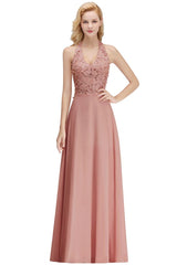 MISSHOW offers Halter Sleeveless Floral Appliques Evening Party Dress Aline Floor Length Bridesmaid Dress at a good price from Blushing Pink,Dusty Rose,Burgundy,Dark Navy,Silver,Silk Chiffon to A-line Floor-length them. Stunning yet affordable Sleeveless Prom Dresses,Evening Dresses,Homecoming Dresses,Bridesmaid Dresses,Quinceanera dresses.