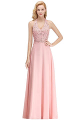 MISSHOW offers Halter Sleeveless Floral Appliques Evening Party Dress Aline Floor Length Bridesmaid Dress at a good price from Blushing Pink,Dusty Rose,Burgundy,Dark Navy,Silver,Silk Chiffon to A-line Floor-length them. Stunning yet affordable Sleeveless Prom Dresses,Evening Dresses,Homecoming Dresses,Bridesmaid Dresses,Quinceanera dresses.