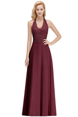 MISSHOW offers Halter Sleeveless Floral Appliques Evening Party Dress Aline Floor Length Bridesmaid Dress at a good price from Blushing Pink,Dusty Rose,Burgundy,Dark Navy,Silver,Silk Chiffon to A-line Floor-length them. Stunning yet affordable Sleeveless Prom Dresses,Evening Dresses,Homecoming Dresses,Bridesmaid Dresses,Quinceanera dresses.