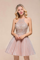 MISSHOW offers Halter Sparkly Short Homecoming Dress Floral Lace Aline Prom Dress Knee Length at a good price from Same as Picture,Bright silk to A-line Mini them. Stunning yet affordable Sleeveless Prom Dresses,Evening Dresses.