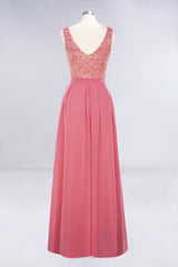 MISSHOW offers Jewel Ruffles Floral Lace Simple Prom Dresses, A-Line Sleeveless Coral Evening Dresses at a good price from Misshow