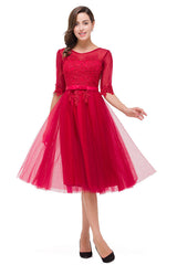 A plus size Fuchsia bridesmaid dress made of Tulle are trendy for  . Shop MISSHOW with elaborately designed Lace,Appliques,Ribbons gowns for your bridesmaids.