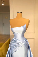 Light Blue A-line Sleeveless Evening Dresses Long Simple Prom Dresses-misshow.com