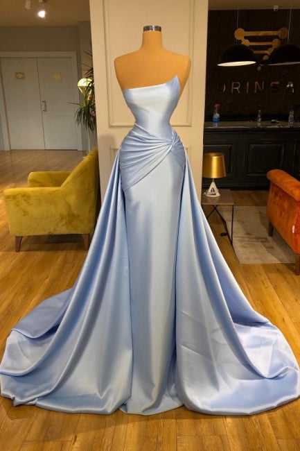 Light Blue A-line Sleeveless Evening Dresses Long Simple Prom Dresses-misshow.com