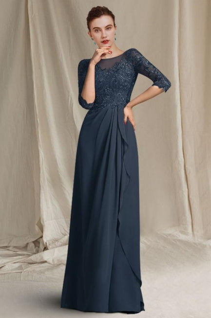 Luxurious A-Line Lace Scoop Half Sleeve Bridesmaid Dresses With Appliques