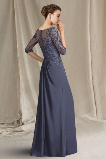 Luxurious A-Line Lace Scoop Half Sleeve Bridesmaid Dresses With Appliques