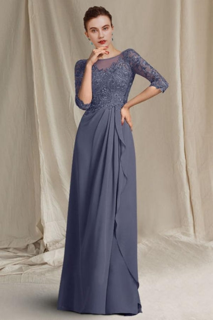 Luxurious A-Line Lace Scoop Half Sleeve Bridesmaid Dresses With Appliques