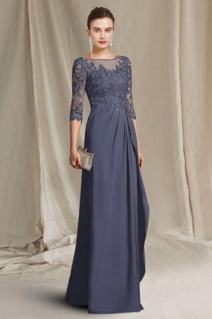 Luxurious A-Line Lace Scoop Half Sleeve Bridesmaid Dresses With Appliques