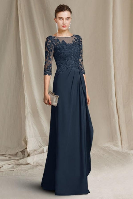 Luxurious A-Line Lace Scoop Half Sleeve Bridesmaid Dresses With Appliques