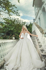 Luxury Long Sweetheart A-Line Sleeveless Wedding Dresses With Lace-misshow.com