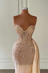 Luxury Long Sweetheart Sleeveless Mermaid Prom Dress With Beads-misshow.com