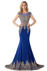 MISSHOW offers Mermaid Court Train Chiffon Evening Dress with Appliques at a cheap price from Red,Regency,Royal Blue,Dark Navy, 100D Chiffon to Mermaid  hem. Stunning yet affordable Sleeveless Prom Dresses,Evening Dresses.