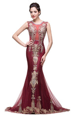 MISSHOW offers gorgeous Burgundy Jewel party dresses with delicately handmade Appliques,Crystal Floral Pin in size 0-26W. Shop Floor-length prom dresses at affordable prices.