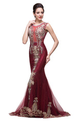 MISSHOW offers gorgeous Burgundy Jewel party dresses with delicately handmade Appliques,Crystal Floral Pin in size 0-26W. Shop Floor-length prom dresses at affordable prices.