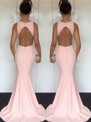 Mermaid Jewel Sleeveless With Ruched Silk like Satin Prom Dresses