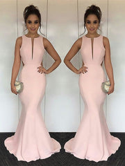 Mermaid Jewel Sleeveless With Ruched Silk like Satin Prom Dresses