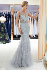 MISSHOW offers Mermaid Sleeveless Illusion Neckline Crystal Sqeuined Tulle Evening Dress at a good price from Gray,Tulle to Mermaid Floor-length them. Stunning yet affordable Sleeveless Prom Dresses,Evening Dresses.