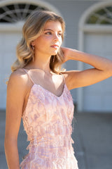 New Arrival Pink Sleeveless Appliques Backless Homecoming Dress-misshow.com