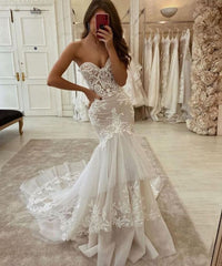 Find this Chic Deep V-neck White Wedding Dressat Misshow, available in everyone color and size you could possibly imagine, which makes picking out the perfect prom dress for your big day easily!