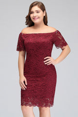 MISSHOW offers gorgeous Burgundy Bateau party dresses with delicately handmade Lace in size 0-26W. Shop Mini prom dresses at affordable prices.