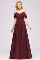 MISSHOW offers Off-the-Shoulder A-line Chiffon Bridesmaid Dress Floor-Length Wedding Guest Dress at a good price from Misshow