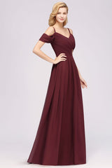 MISSHOW offers Off-the-Shoulder A-line Chiffon Bridesmaid Dress Floor-Length Wedding Guest Dress at a good price from Misshow