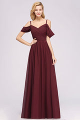 MISSHOW offers Off-the-Shoulder A-line Chiffon Bridesmaid Dress Floor-Length Wedding Guest Dress at a good price from Misshow