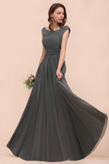 Off the Shoulder Front Side Split Bridesmaid Dress A-line Wedding Guest Dress-misshow.com