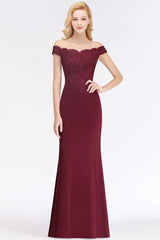 MISSHOW offers Off-the-shoulder Long Appliques Satin Mermaid Prom Gown Bridesmaid Dresses at a good price from Dusty Rose,Burgundy,Rose Gold,Regency,Royal Blue,Dark Navy,Black,Dark Green,Mustard,Satin to Mermaid Floor-length them. Stunning yet affordable Cap Sleeves Bridesmaid Dresses.