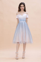 MISSHOW offers Off-the-Shoulder Sweetheart Gradient Aline Evening Party Mini Dress at a good price from Pearl Pink,Satin,Tulle to A-line Tea-length them. Stunning yet affordable Cap Sleeves Prom Dresses,Evening Dresses,Homecoming Dresses,Quinceanera dresses.