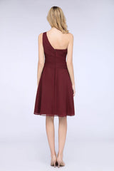 MISSHOW offers One-Shoulder Sweetheart Knee-Length Bridesmaid Dress Ruffles aline Party Dress at a good price from Misshow