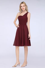 MISSHOW offers One-Shoulder Sweetheart Knee-Length Bridesmaid Dress Ruffles aline Party Dress at a good price from Misshow