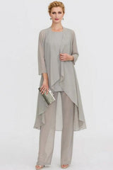 Pantsuit 3 Piece Suit Mother of the Bride Dress Plus Size Floor Length Chiffon-misshow.com